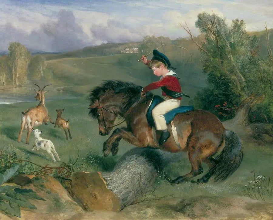 กระโดดแรกสุด, Lord Alexander Russell บนม้าของเขา "Emerald" - Edwin Henry Landseer