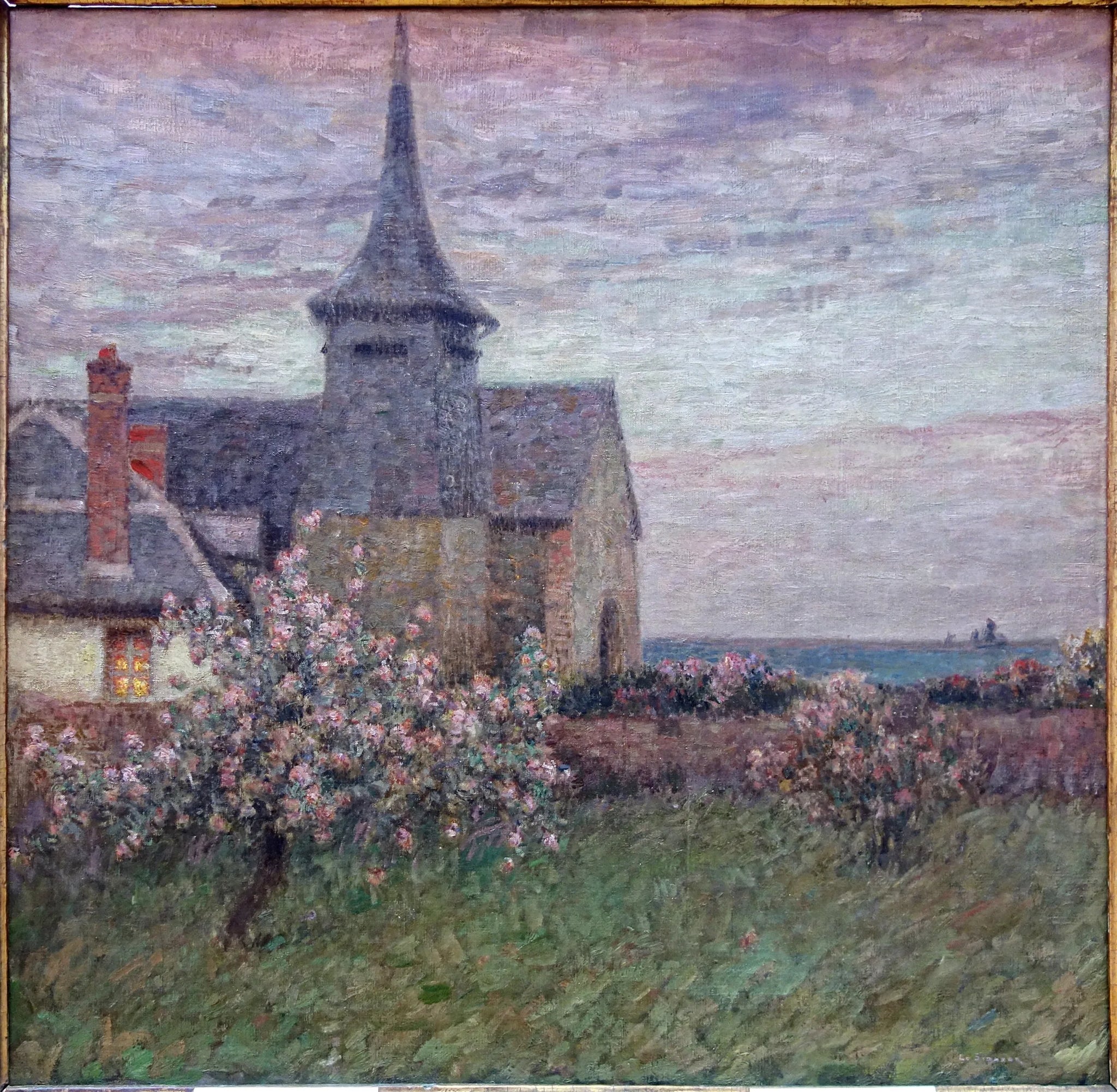 Le presbytère et l'église de Gerberoy - Henri Le Sidaner image 1 reproduction artisanale de tableau