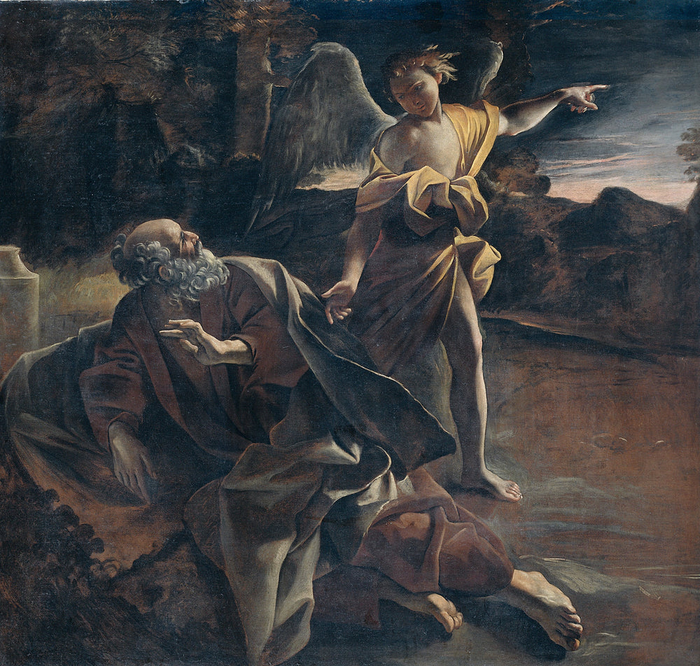 Le prophète Élie dans le désert réveillé par un ange - Giovanni Lanfranco - Alpha Reproduction