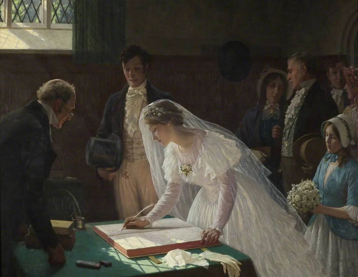 Le registre de mariage - Edmund Blair Leighton image 1 copie de tableau peinte à la main