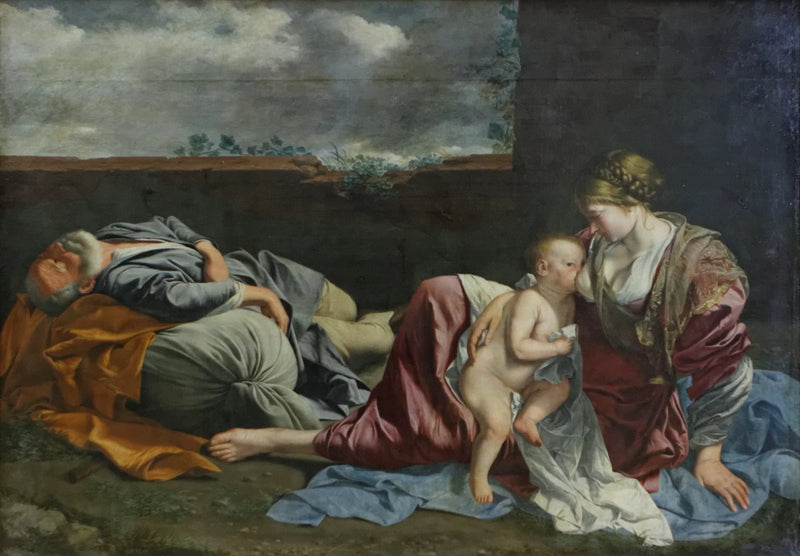 ที่พักของครอบครัวศักดิ์สิทธิ์ในระหว่างการหนีไปอียิปต์ - Orazio Gentileschi