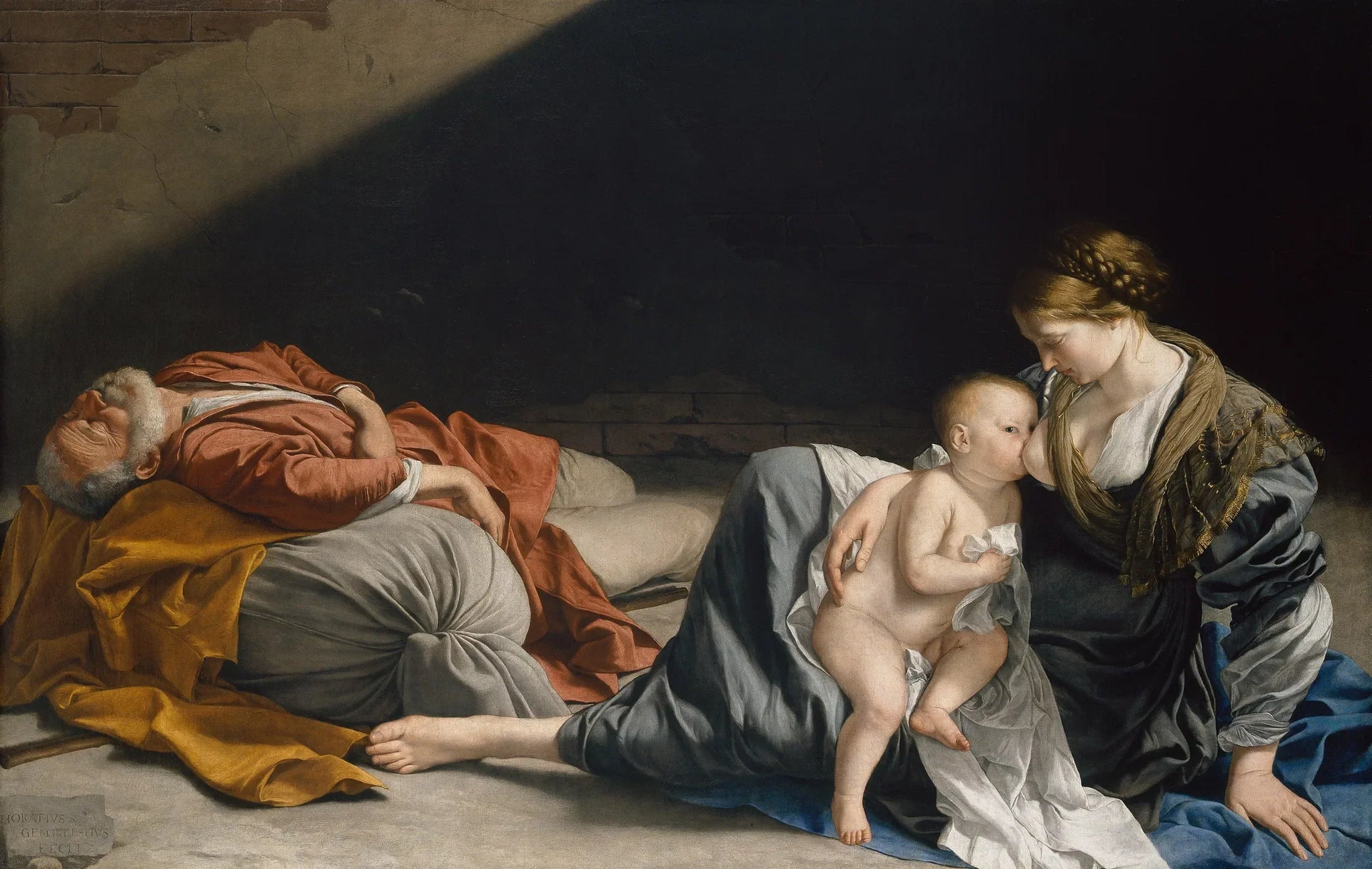 Le Repos de la Sainte Famille pendant la fuite en Égypte - Orazio Gentileschi image 1 reproduction artisanale de tableau