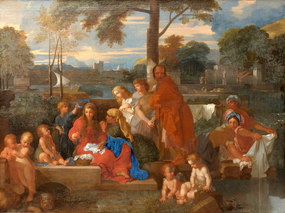 Le repos de la Sainte Famille - Sébastien Bourdon image 1 tableau peint à l’huile sur toile