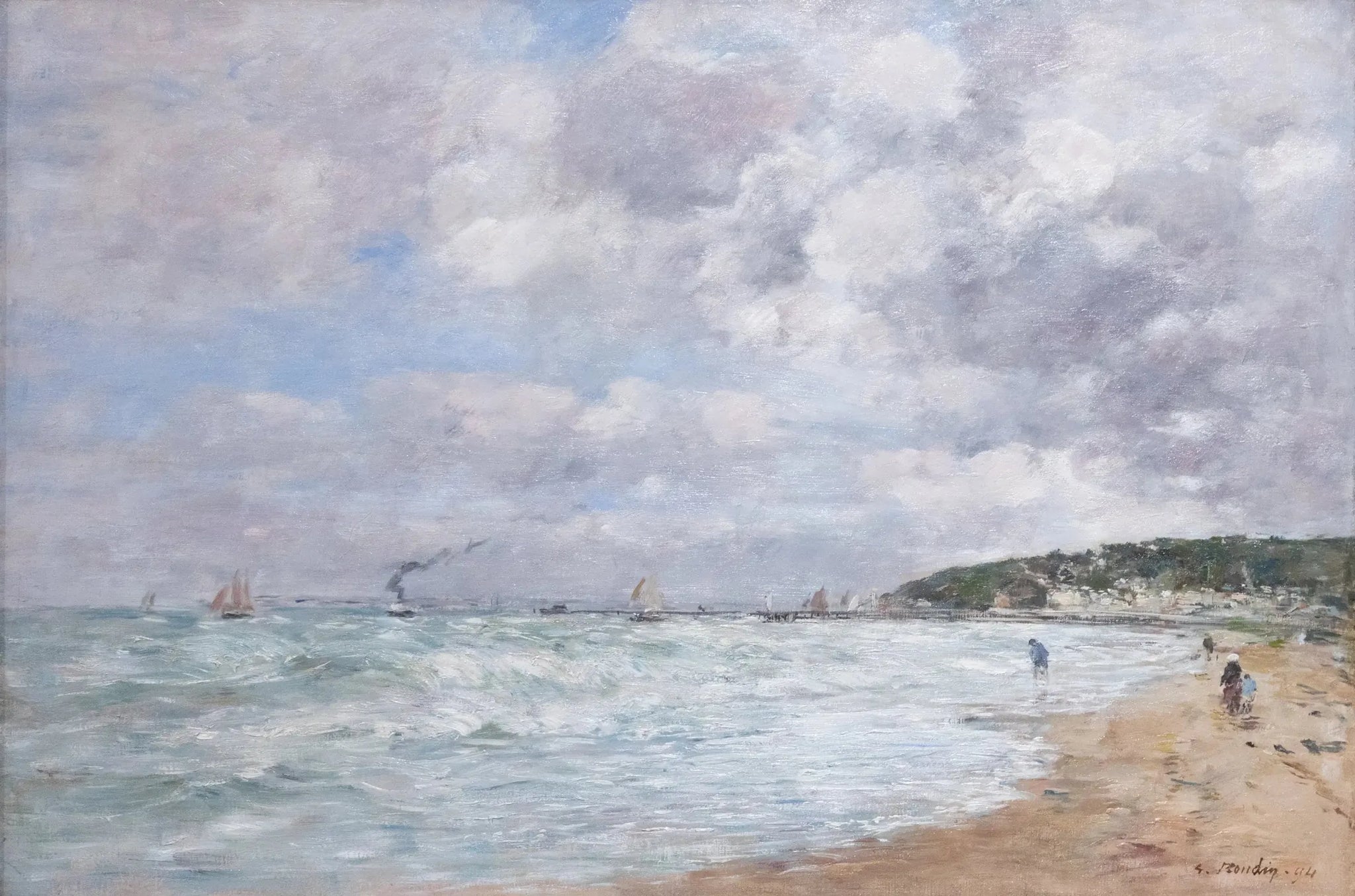 Le rivage de Trouville - Eugène Boudin image 1 reproduction de peinture à l’huile