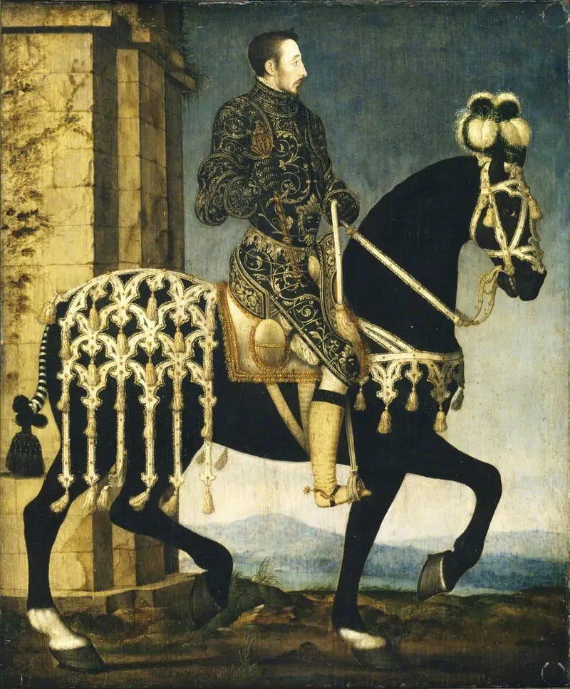 พระเจ้าห Henri II, กษัตริย์แห่งฝรั่งเศส (1519-1559) ขี่ม้า - François Clouet