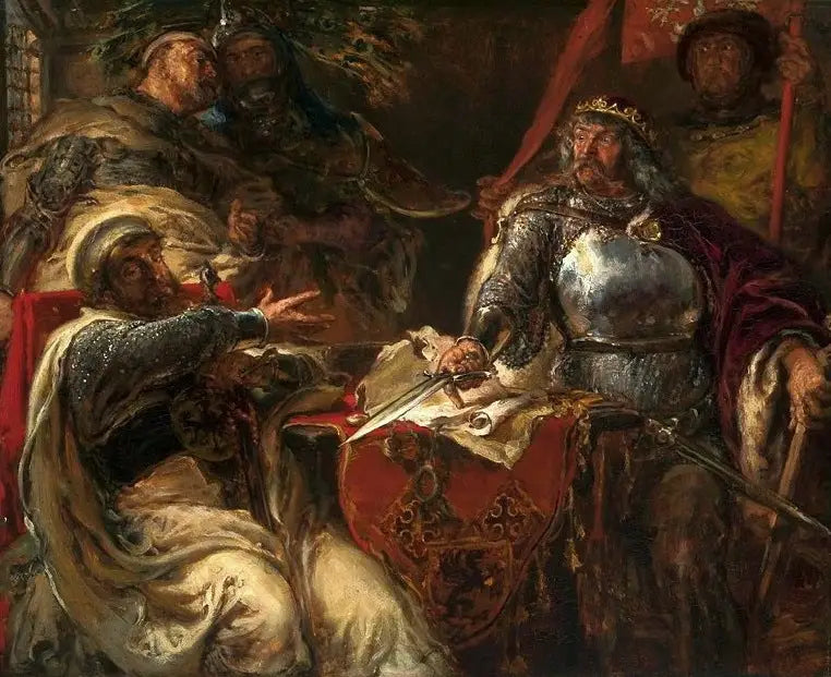 พระราชา Ladislas le Bref ยกเลิกข้อตกลงกับอัศวินเทโทนีที่ Brześć Kujawski - Jan Matejko