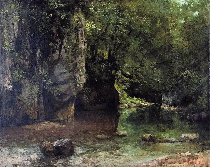 Le Ruisseau Ombragé du Puits Noir - Gustave Courbet image 1 copie peinte à la main à l’huile