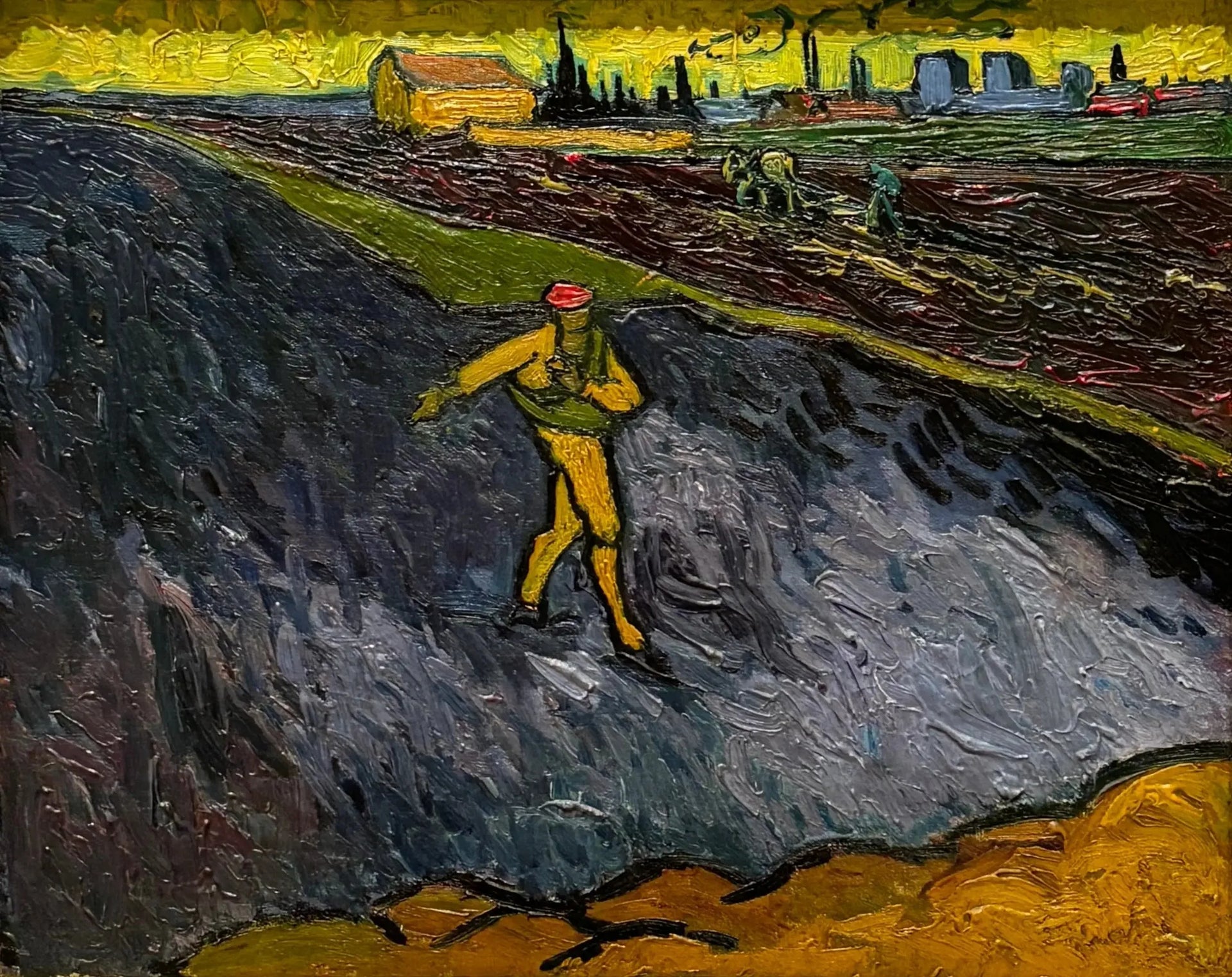 Le Semeur : les environs d'Arles en arrière-plan - Vincent van Gogh image 1 copie peinte à la main à l’huile
