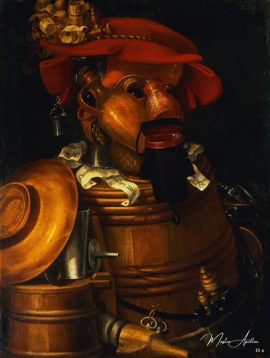 Le serveur : Un assemblage anthropomorphique d'objets liés à la viticulture - Arcimboldo - Reproductions de tableaux et peintures haut de gamme