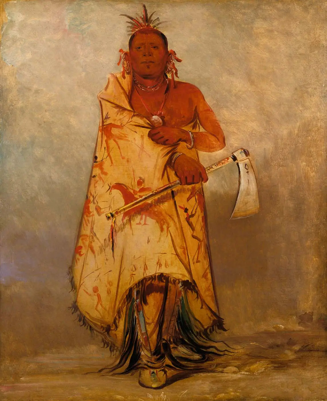 Le-sháw-loo-láh-le-hoo, Big Elk, chef des Skidi (Loup) Pawnee - George Catlin image 1 tableau peint à l’huile sur toile