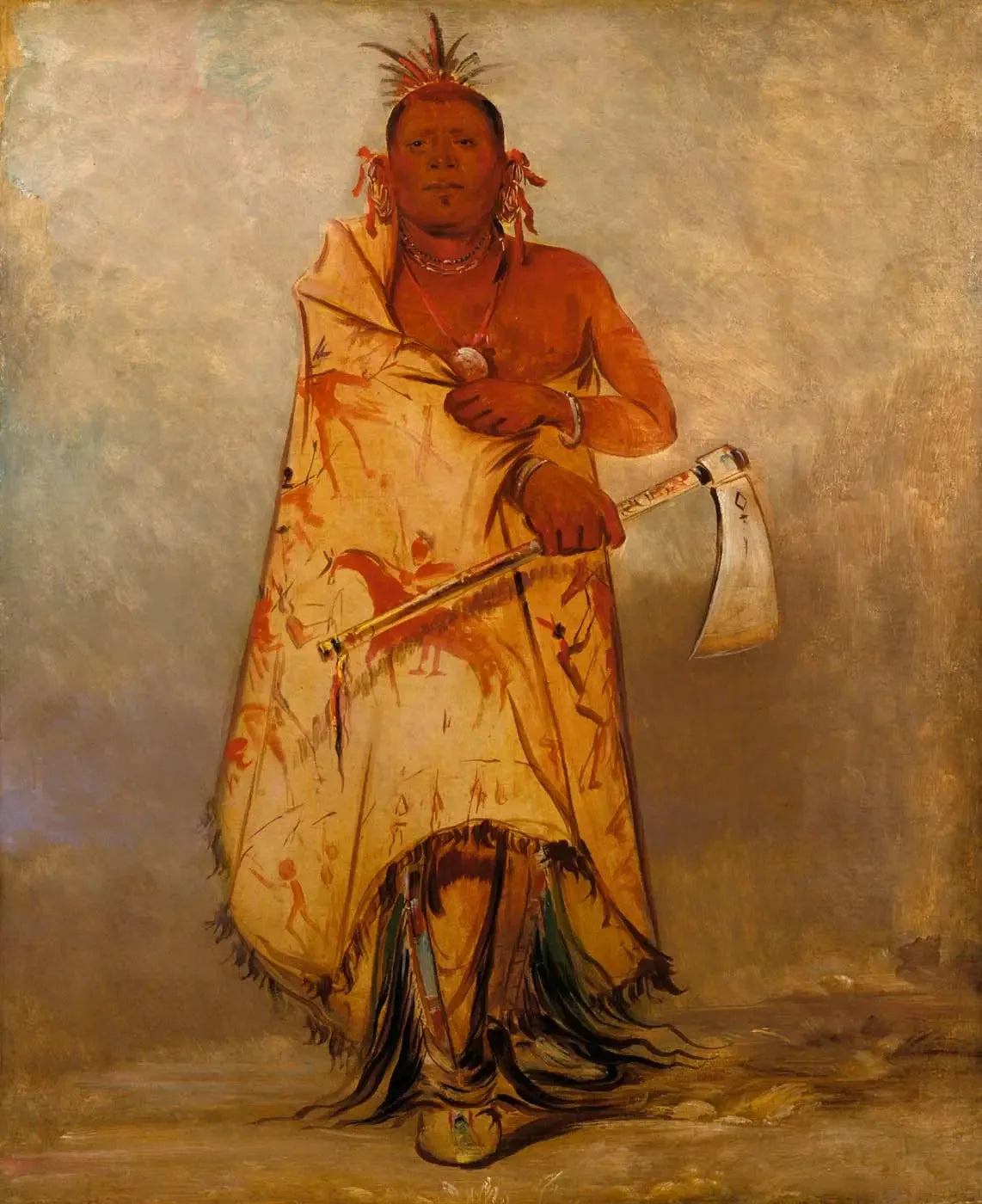 Le-sháw-loo-láh-le-hoo, Big Elk, chef des Skidi (Loup) Pawnee - George Catlin image 1 tableau peint à l’huile sur toile