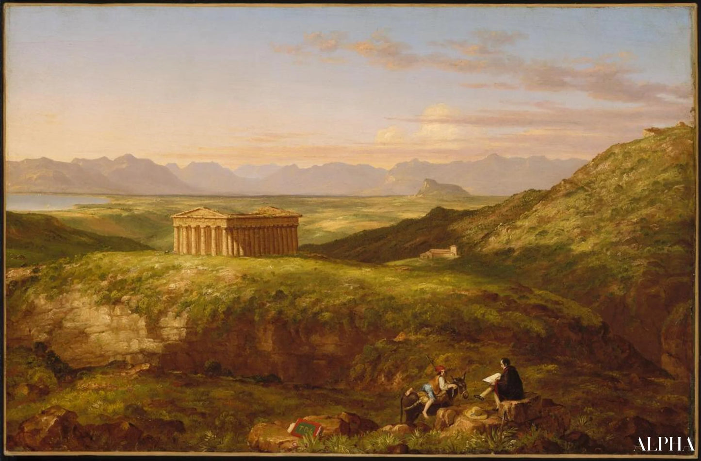 Le Temple de Ségeste avec l'artiste dessinant - Thomas Cole - Reproductions de tableaux et peintures haut de gamme