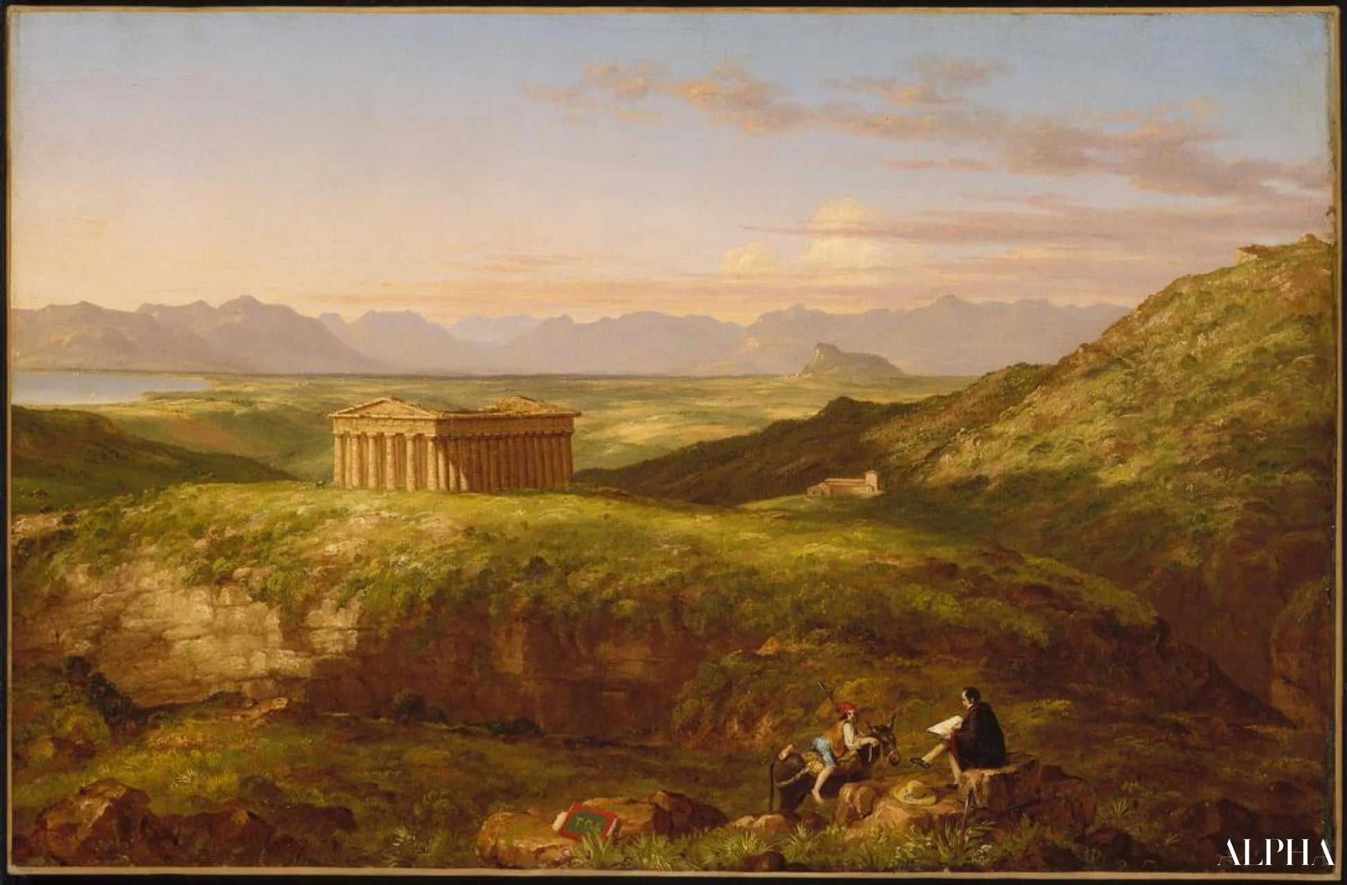 Le Temple de Ségeste avec l'artiste dessinant - Thomas Cole - Reproductions de tableaux et peintures haut de gamme