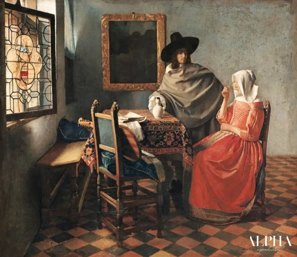 Le Verre de vin - Johannes Vermeer - Reproductions de tableaux et peintures haut de gamme