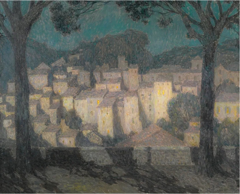หมู่บ้านในแสงจันทร์ (ภาพวาดของ Bormes-les-Mimosas) - Henri Le Sidaner