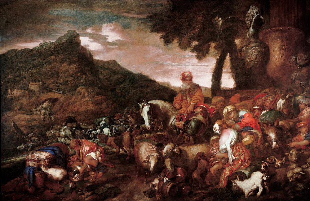 Le voyage de la famille d'Abraham - Giovanni Benedetto Castiglione image 1 copie peinte à la main à l’huile