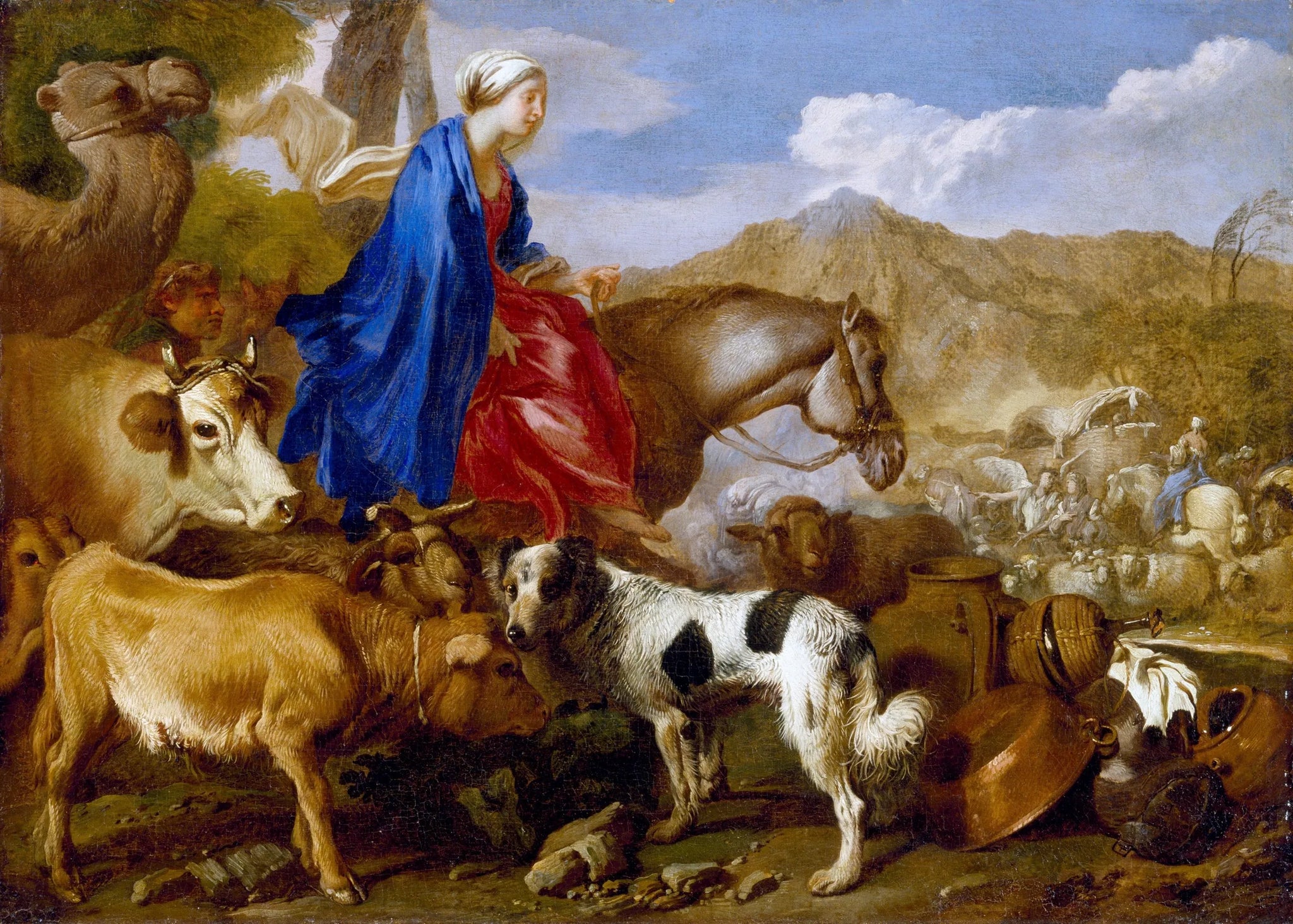 Le voyage de Rebecca - Giovanni Benedetto Castiglione image 1 reproduction de peinture à l’huile