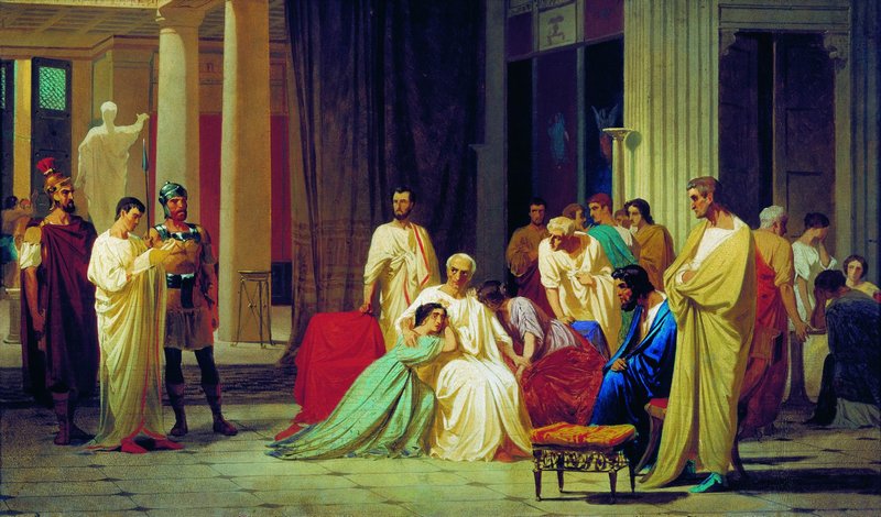 Lecture de la sentence de mort à Thrasea Paetus - Fyodor Bronnikov image 1 copie peinte à la main à l’huile