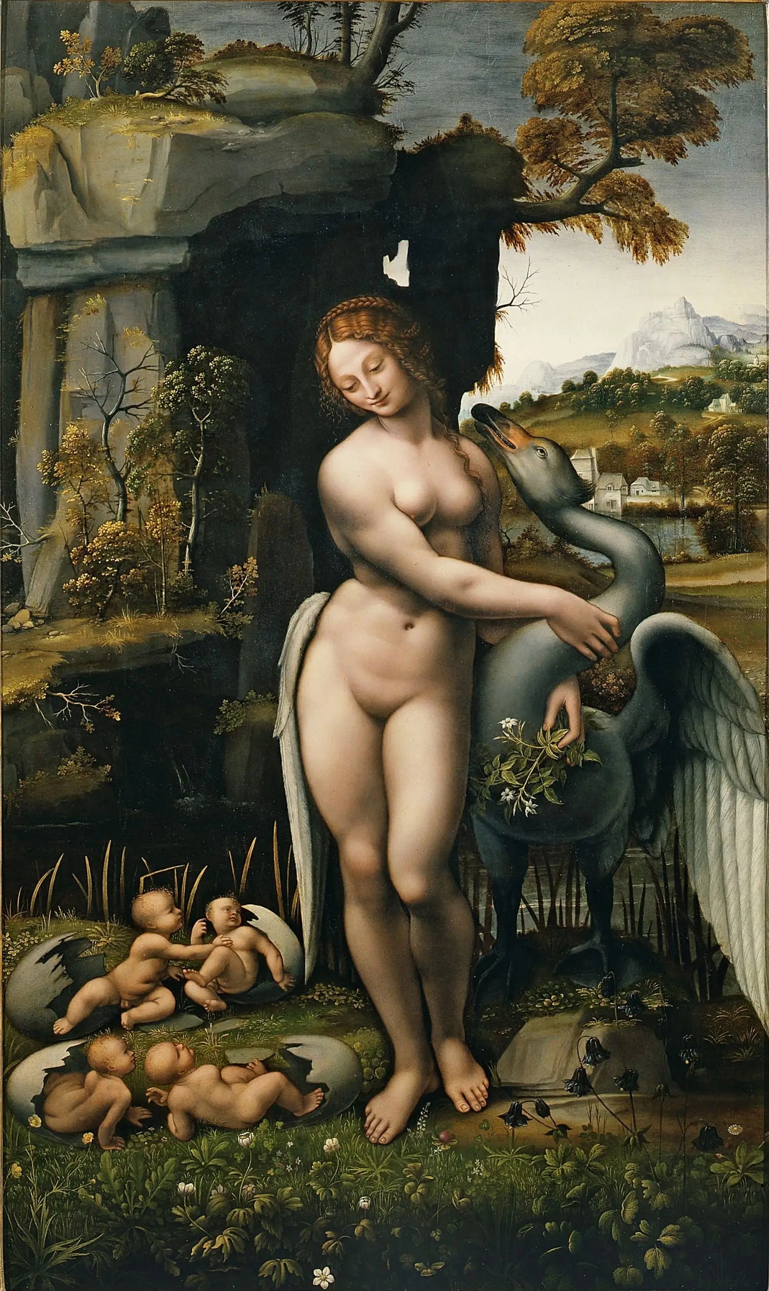 Reproduction du tableau « Léda et le Cygne - Léonard de Vinci » par Alpha Reproduction en peinture à l’huile