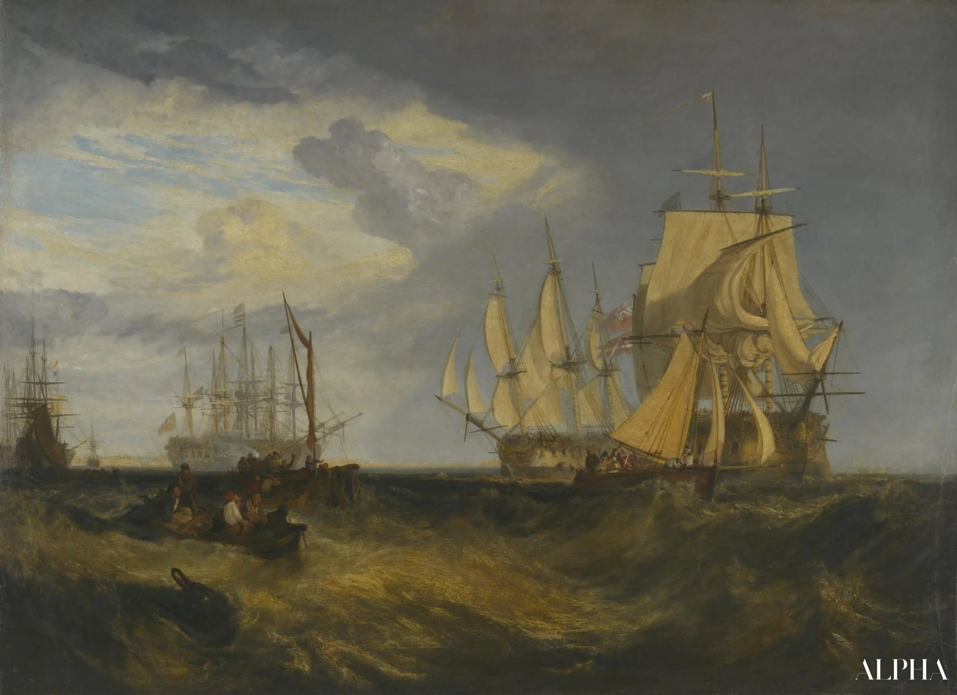 L'équipage de bateau prend une ancre - William Turner - Reproductions de tableaux et peintures haut de gamme