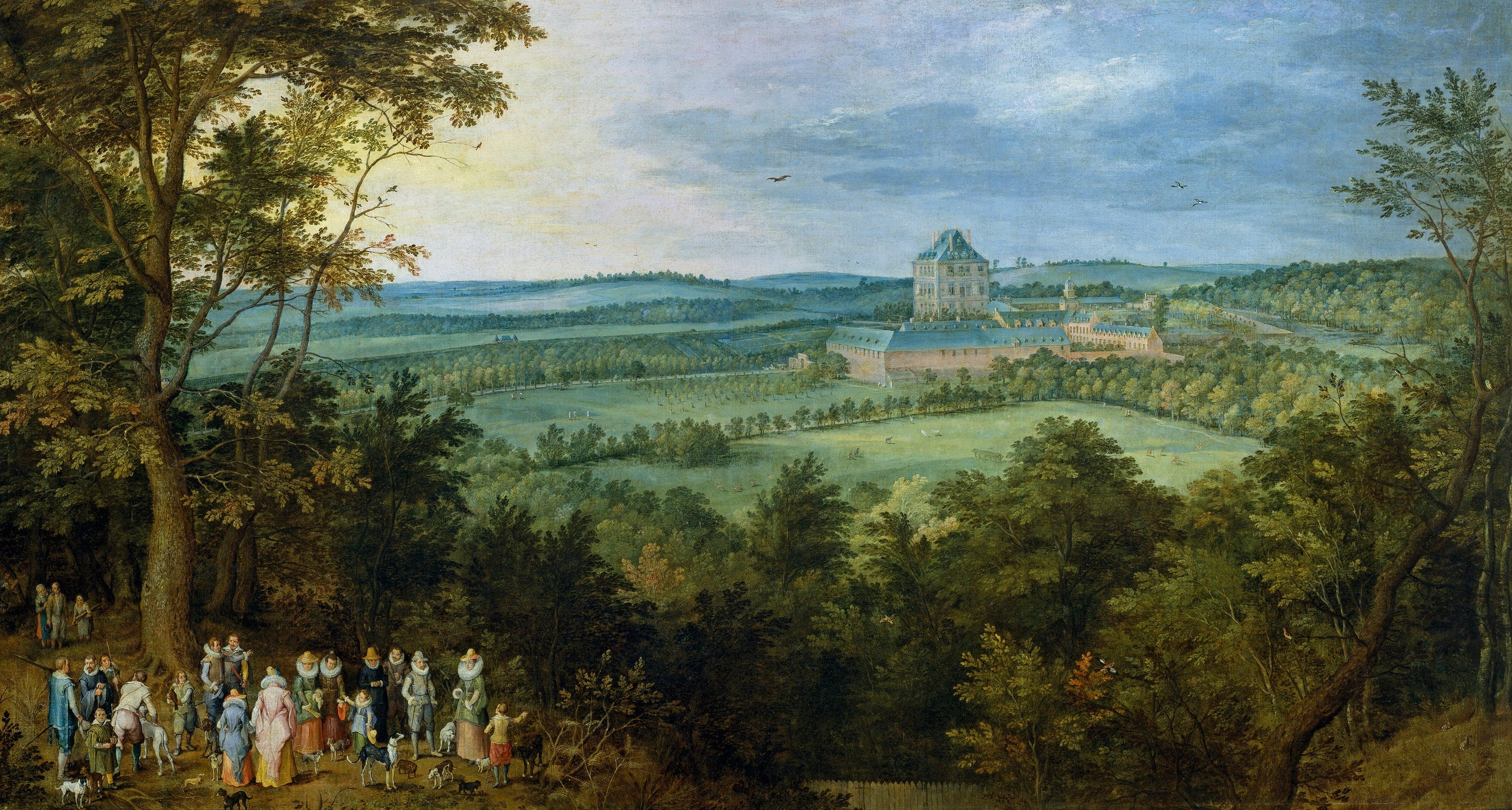 Les archiducs chassent à Mariemont - Jan Brueghel l'Ancien image 1 reproduction de peinture à l’huile