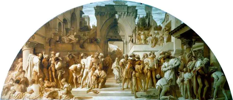 Les arts de l'industrie appliqués à la guerre (dessin pour une peinture murale au Victoria and Albert Museum) - Frederic Leighton image 1 reproduction de peinture à l’huile