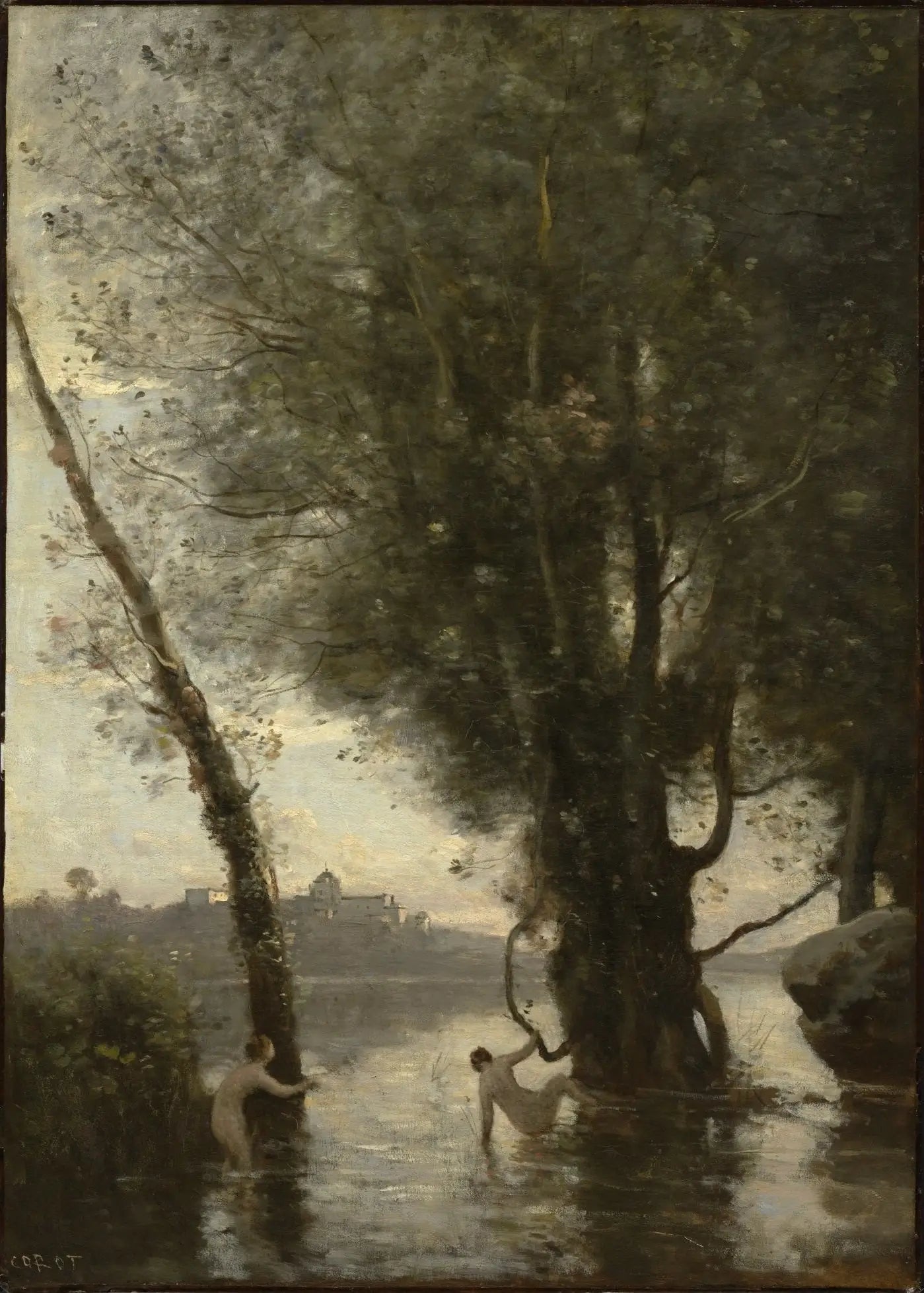 Les baigneuses des îles Borromées - Jean-Baptiste Camille Corot image 1 reproduction de peinture à l’huile