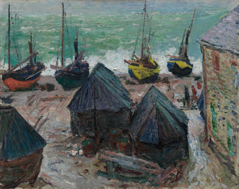 เรือบนชายหาดที่เอเตรต - Claude Monet