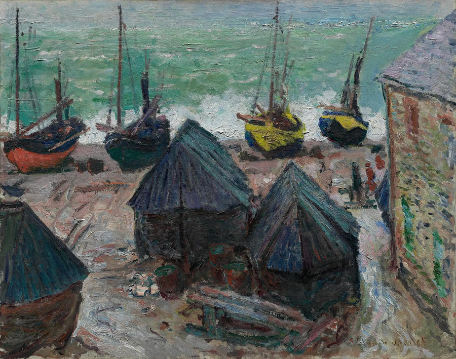 เรือบนชายหาดที่เอเตรต - Claude Monet