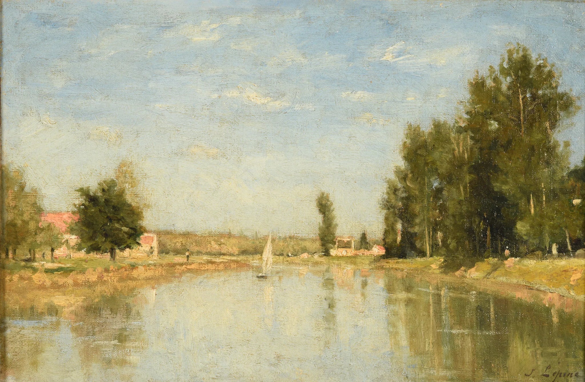 Les Bords de la Marne - Stanislas Lépine image 1 tableau peint à l’huile sur toile