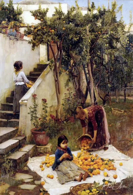 Les cueilleurs d’oranges - John William Waterhouse Reproductions de tableaux à la peinture à l’huile