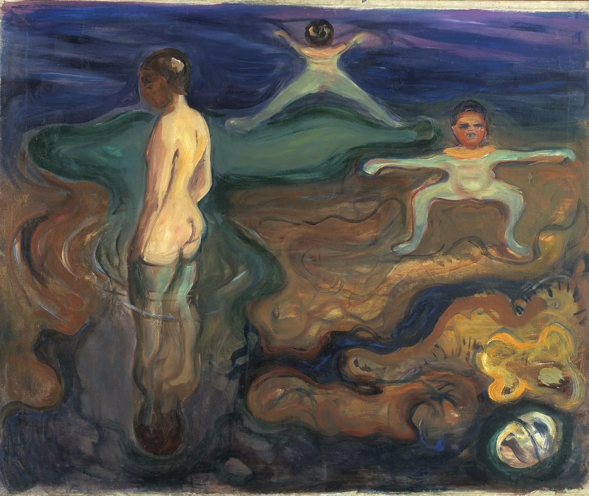 Les garçons se baignant - Edvard Munch image 1 reproduction artisanale de tableau
