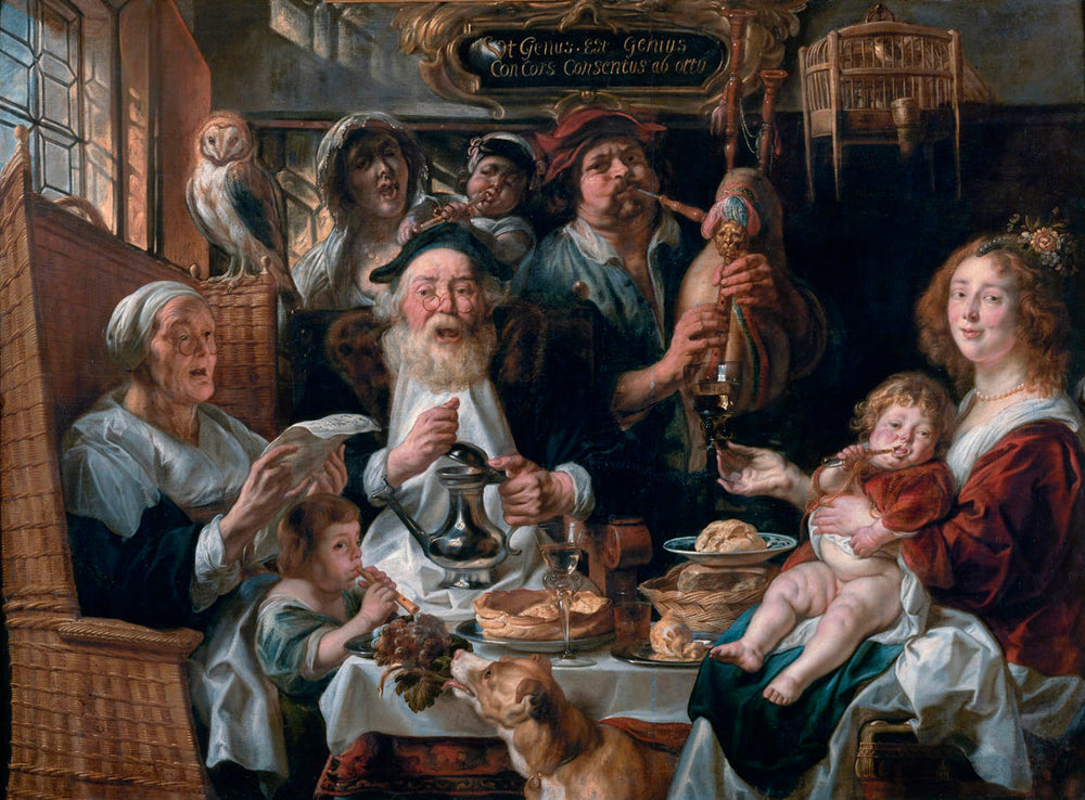 Les jeunes piaillent comme chantent les vieux - Jacob Jordaens image 1 copie peinte à la main à l’huile