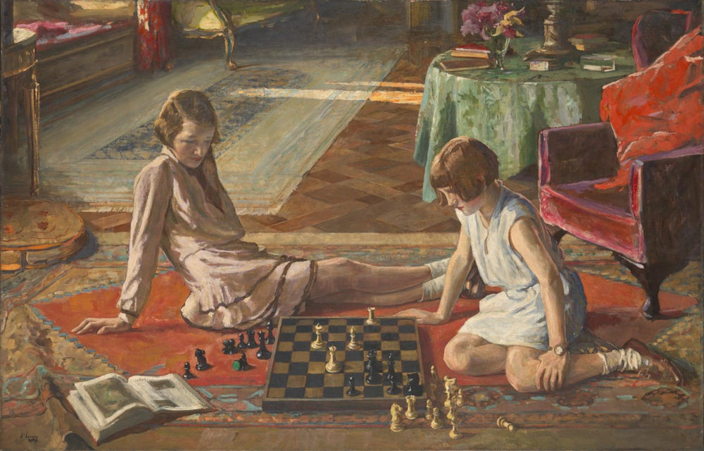 Les joueurs d'échecs - John Lavery image 1 copie de tableau peinte à la main