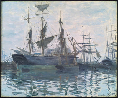 Reproduction du tableau « Les navires dans un port - Claude Monet » par Alpha Reproduction en peinture à l’huile