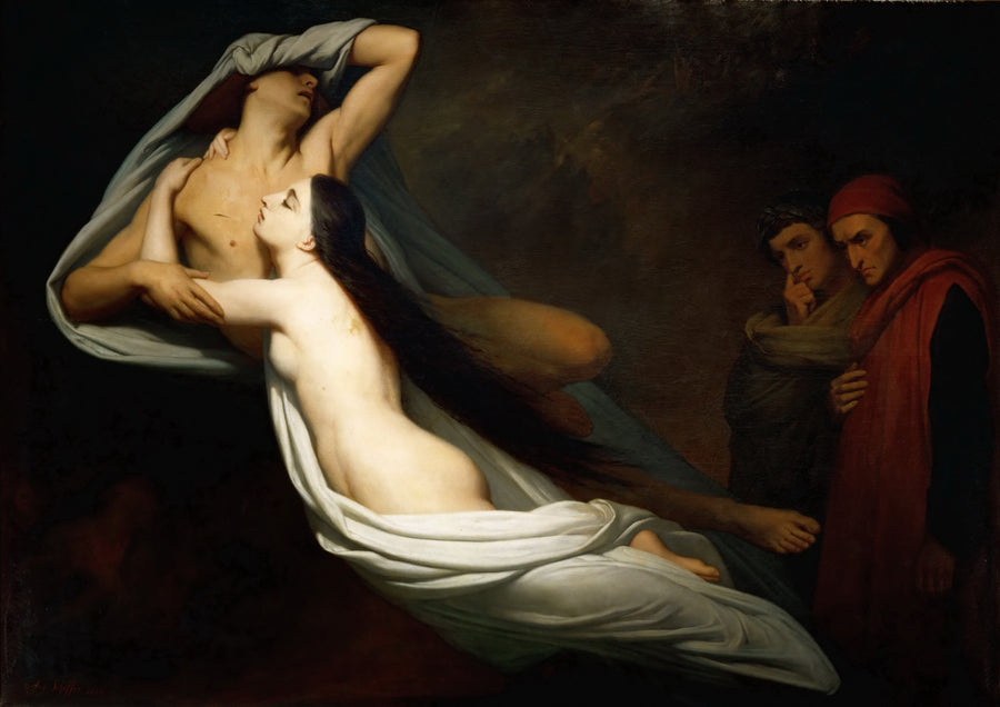 เงาของ Francesca da Rimini และ Paolo Malatesta ปรากฏต่อ Dante และ Virgile - Ary Scheffer