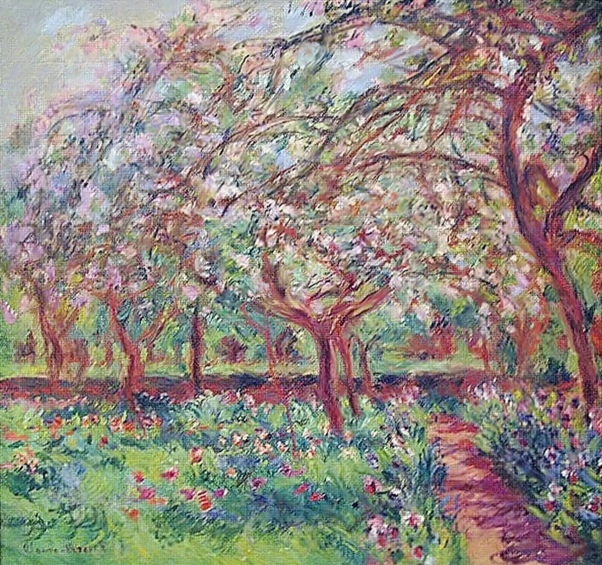Les pommiers en fleurs - Claude Monet image 1 reproduction artisanale de tableau