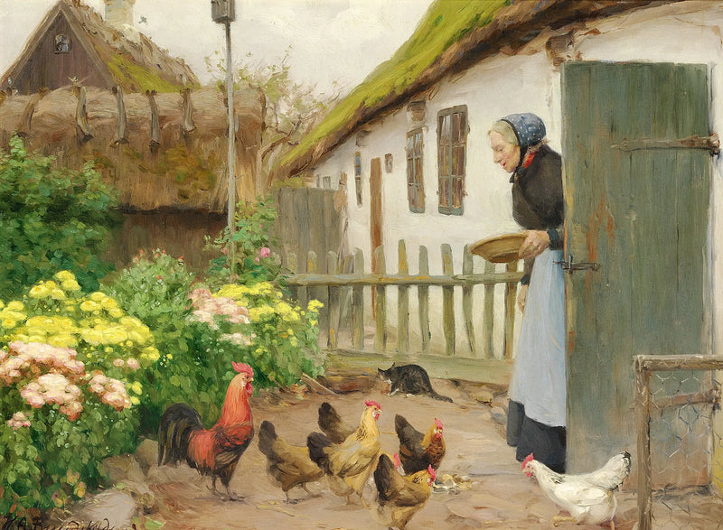 ไก่ได้รับอาหาร - H. A. Brendekilde