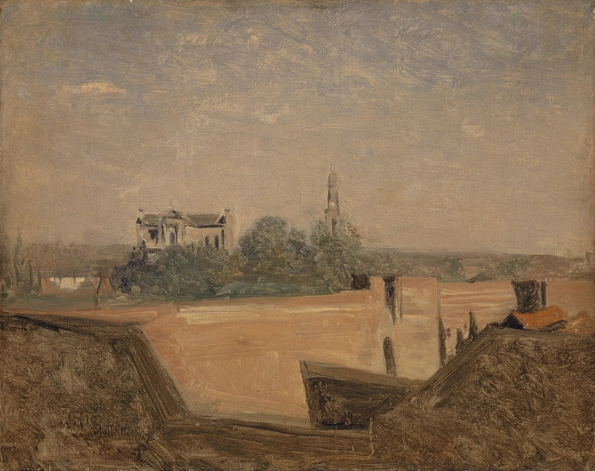 Les remparts d'Arras - Jean-Baptiste Camille Corot image 1 tableau peint à l’huile sur toile