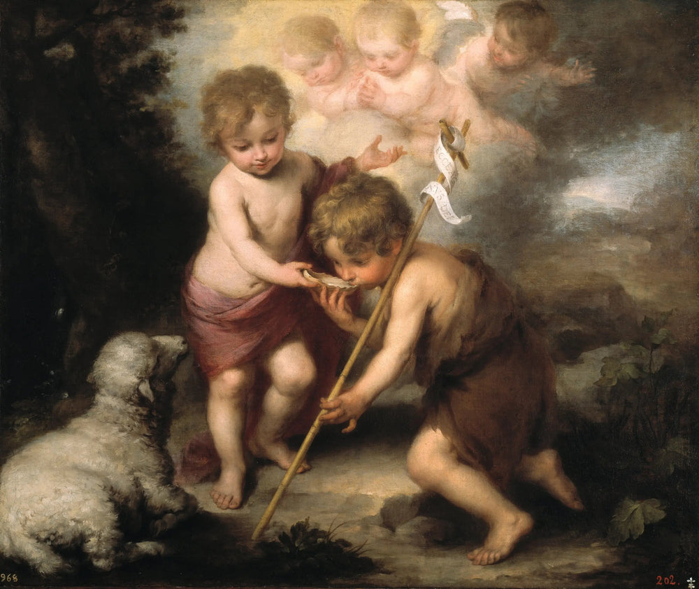 Les Saints Enfants avec une Coquille - Bartolomé Esteban Murillo image 1 copie peinte à la main à l’huile
