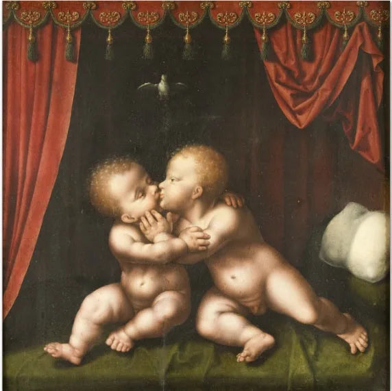 เด็กศักดิ์สิทธิ์กอดกัน - Joos van Cleve