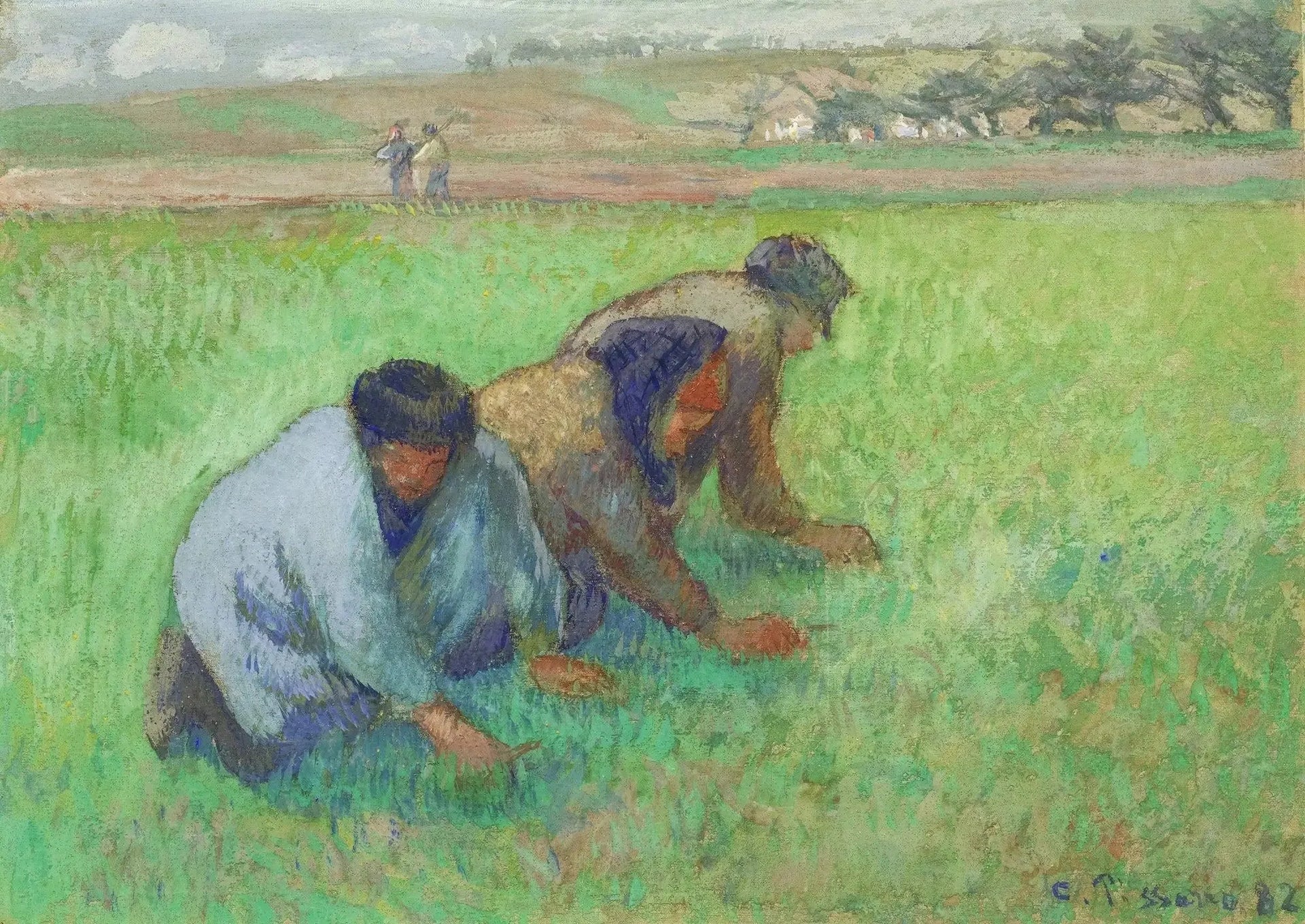 Les Sarclers - Camille Pissarro image 1 reproduction d’œuvre d’art à l’huile