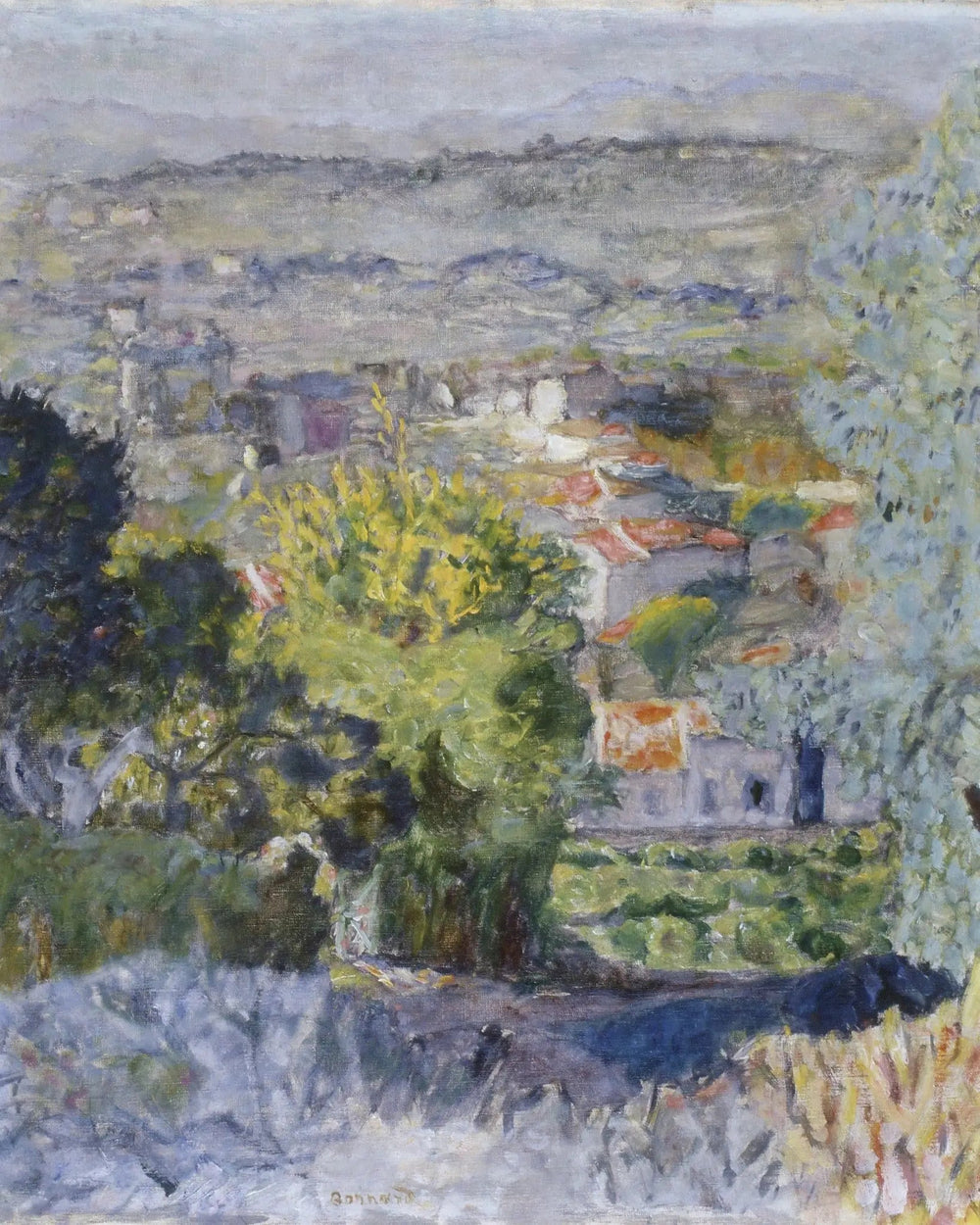 Les toits à travers les mimosas, paysage du Cannet - Pierre Bonnard image 1 copie de tableau peinte à la main