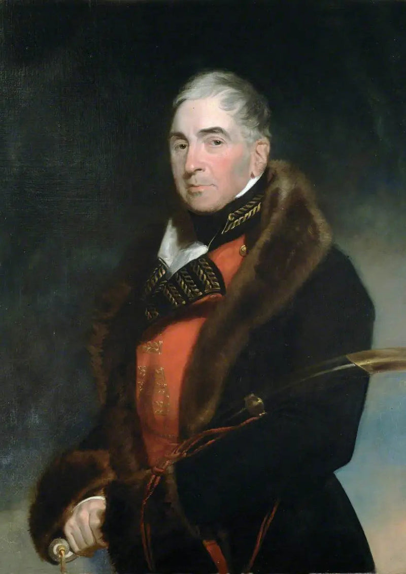 พลตรี (ต่อมาเป็นนายพล) โทมัส เกรแฮม (1748–1843), บารอน ลินีดอค, สวมเสื้อคลุมขนสัตว์ทับชุดเครื่องแบบนายพล - โทมัส ลอเรนซ์