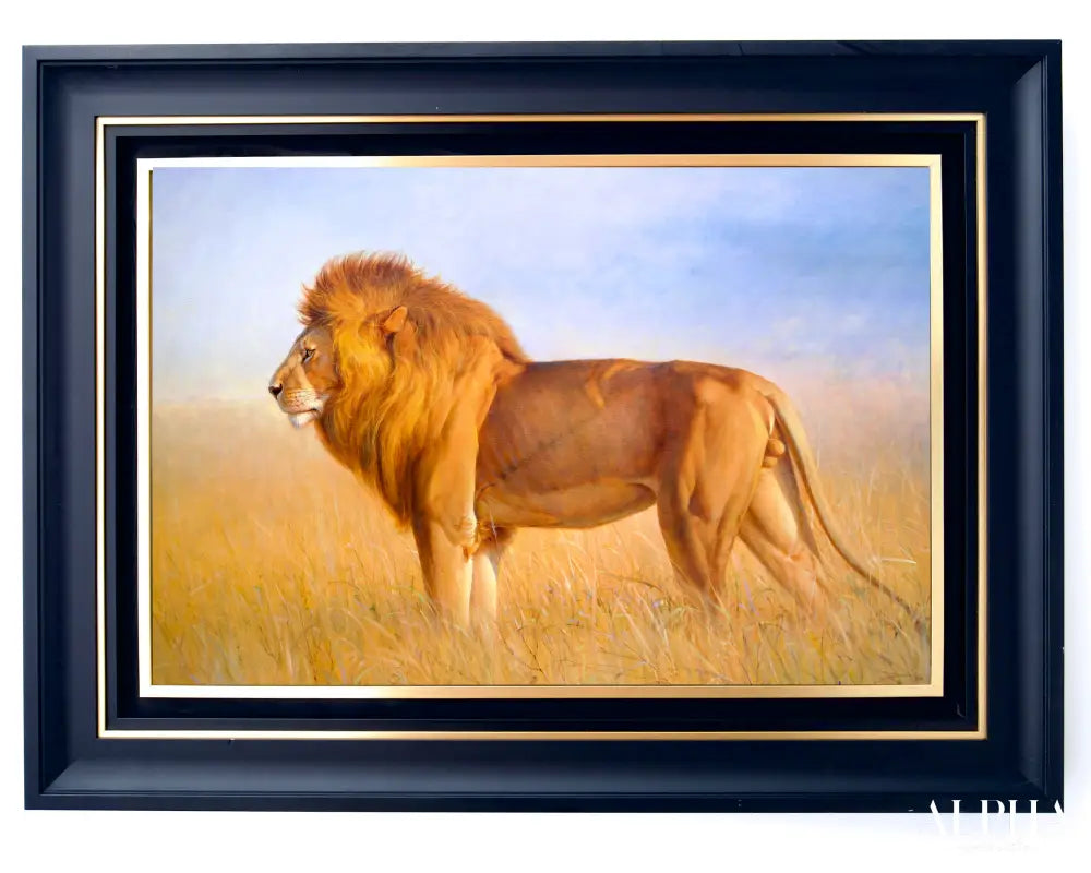 Lion in the Savannah – Somchai | 150 x 100 cm Reproductions de tableaux à la peinture à l’huile