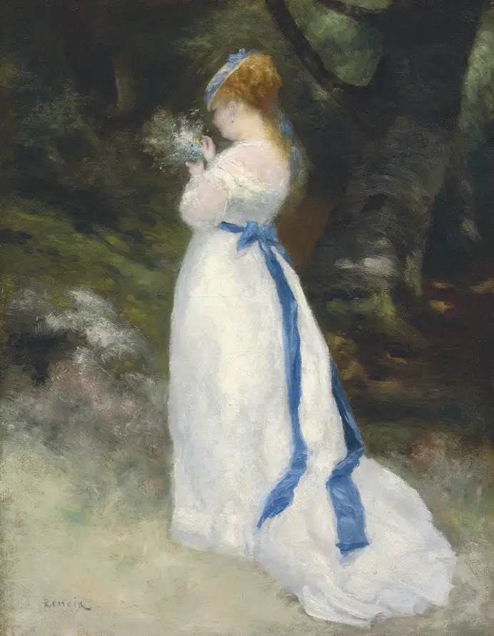 Lise tenant un bouquet de fleurs sauvages - Pierre-Auguste Renoir image 1 reproduction d’œuvre d’art à l’huile