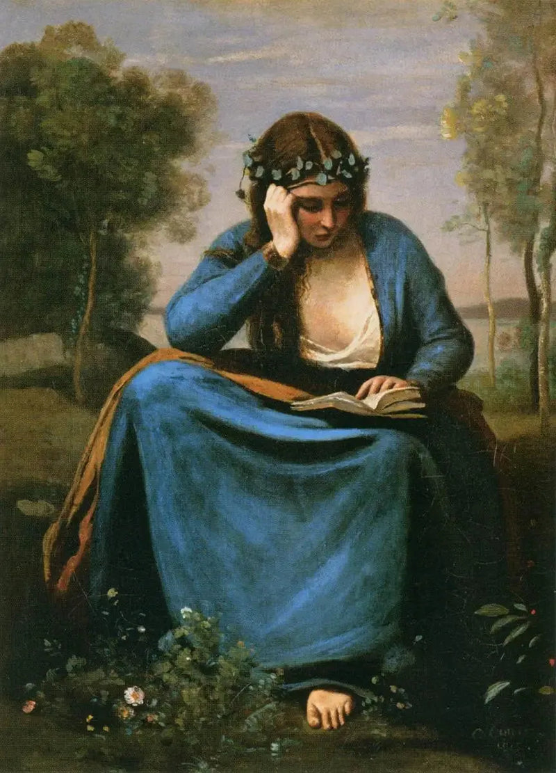 หนังสือพระราชทานประดับด้วยดอกไม้ หรือ La Muse de Virgile - Jean-Baptiste Camille Corot