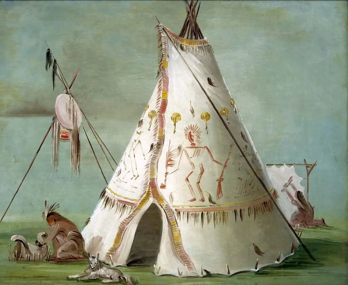 Loge des Corbeaux des Vingt-cinq Peaux de Buffle - George Catlin image 1 copie de tableau peinte à la main