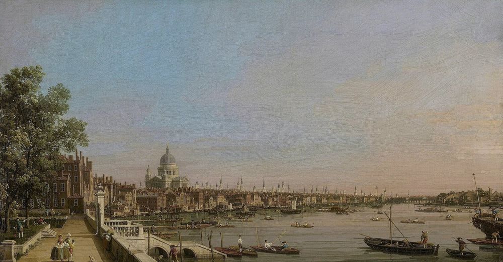 Londres et la Tamise vues de la terrasse de Somerset House, vers la cathédrale St. Paul - Canaletto image 1 tableau peint à l’huile sur toile