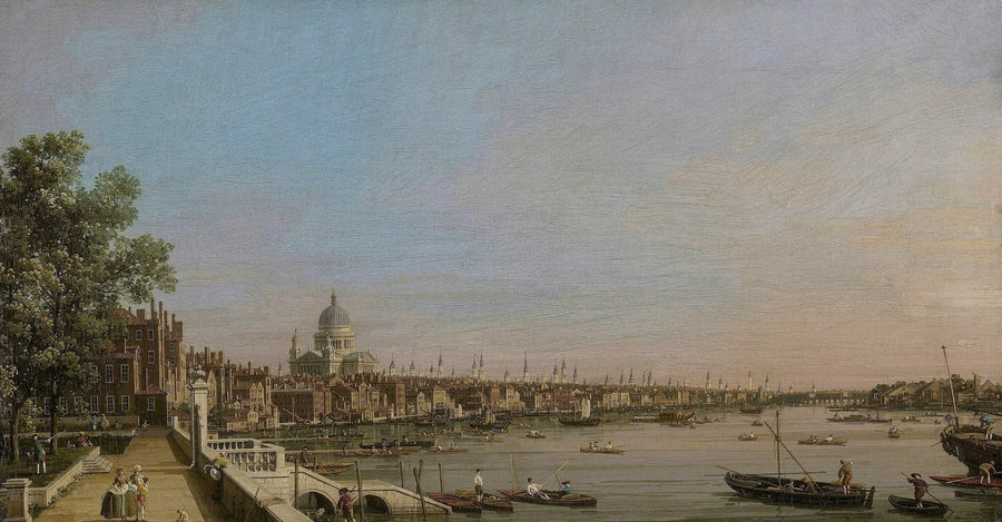 ลอนดอนและแม่น้ำเทมส์จากระเบียงของ Somerset House ไปยังโบสถ์เซนต์พอล - คานาเล็ตโต